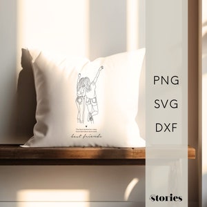 Plotterdatei SVG - Beste Freundin Line Art | Freundschaft Design | DIY Geschenk Freundin | Freundschafts T-Shirt | digitaler Download