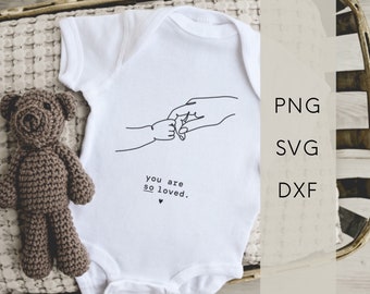 Archivo SVG para trazador de líneas - Diseño de arte lineal para madre e hijo | Regalo de nacimiento | Recuerdo para bebé | Frases con letras | Descarga digital