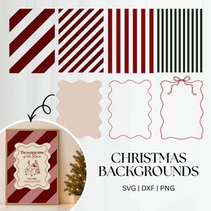 Plotterdatei Weihnachten SVG – Hintergründe, Streifen, Schleife & Wellen Rahmen | Christmas Backgrounds, DIY Weihnachtsdeko | Cricut Vorlage