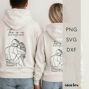 Archivo SVG para plotter – This is Us | Dibujo lineal de pareja enamorada | Diseño para parejas | Regalo para parejas, bodas y aniversarios | Pareja | Descarga digital