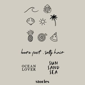 Plotterdatei SVG Set - Sommerliche Line Art Mini-Motive & Sprüche | Beach Vibes, Grafikdatei für Plotter, DXF PNG Plotter Vorlage