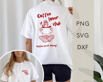 格言付きSVGプロッターファイル - Coffee Lover Club | コーヒー愛好家のためのデザイン | コーヒー愛 | デジタルダウンロード | プロッター用グラフィック