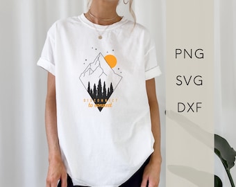 Archivo de trazador SVG - Montañas Bosque Naturaleza Refranes Letras, archivo gráfico para trazador, gráfico vectorial, producto digital, PNG DXF, plantilla de trazador