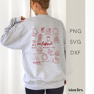 Plotterdatei Sprüche SVG - "Autumn bucket list" | Herbstliches Hygge Line Art Design | digitaler Download | PNG DXF