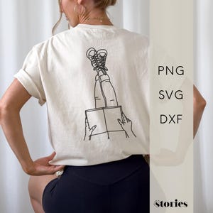 Archivo de trazador SVG - Leyendo un libro Arte lineal | Leer Diseño de Camisetas | Descarga digital, trazador de archivos gráficos, PNG DXF, diseño minimalista