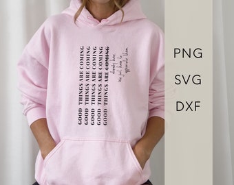 Archivo SVG para plotter: letras con frases para sudaderas y camisetas, archivo gráfico para plotter, producto digital, archivo PNG DXF