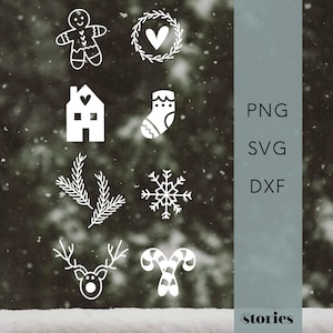 Set di file SVG per plotter - Inverno e Natale - Natale scandinavo, modello di taglio, DXF PNG, modello per plotter