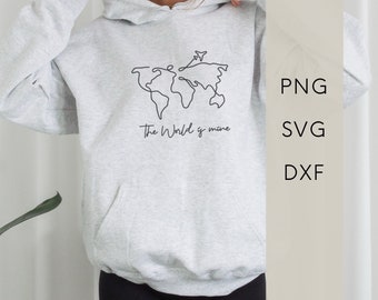 Plotterdatei SVG - Weltkarte Länder Reise, Grafikdatei für Plotter, Vektor Grafik, digitales Produkt, PNG DXF, Plottervorlage, Line Art