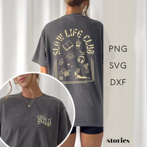 Detti del file plotter SVG - Set di dichiarazioni Slow Life Club | download digitale, file grafico per plotter, PNG DXF, stampa felpe con cappuccio