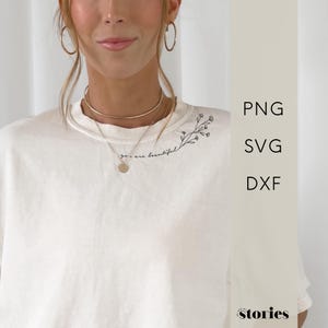 Plotterdatei SVG - floraler Selbstliebe Schriftzug "you are beautiful" | digitaler Download, DXF und PNG für Silhouette Cricut & Brother