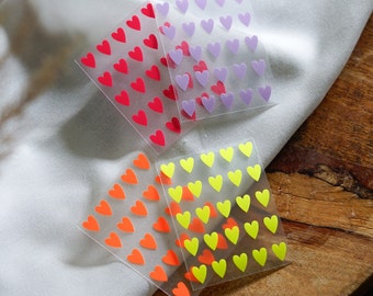 Opstrijkpatch/applicatie - kleurrijke neon minihartjes, zomerse blikvanger, print op kleding, opstrijkapplicatie, upcyclingidee