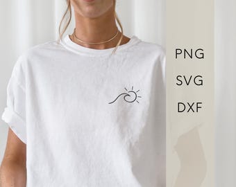 SVG-plotterfil - Hav, vågor och sol | Sommardesign, grafisk fil för plottrar, digital nedladdning, PNG DXF för Cricut, Silhouette, Brother
