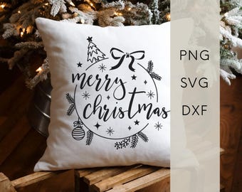 Archivo de trazador SVG: Corona navideña, imagen de ventana navideña, casas, decoración invernal, producto digital, plantillas de trazador