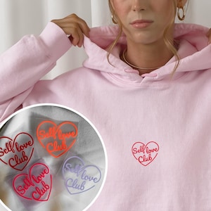 Iron-on Patch Patch Plott - Heart &quot;Selflove Club&quot; - Statement saying lettering, clothing printing, application for ironing