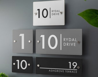 Contemporary Modern House Number Sign Printed Address Signage - Matt & Gloss Finishes - Multiple Sizes Available