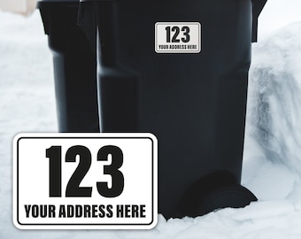 4x Wheelie Bin Number Stickers Trash Garbage Can Stickers Custom House & Street Name Address Labels