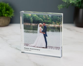 Personalised Photo Print Acrylic Block Plaque With Custom Message