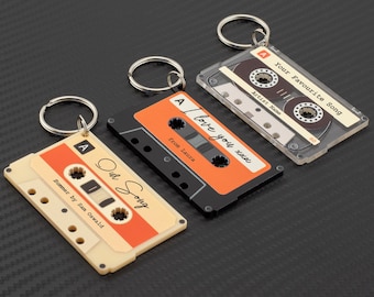 Personalised Song Message Cassette Keychain Custom Song Retro Tape Keyring