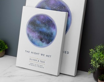 Personalised Night We Met Star Map Canvas Print Star Constellation Map Gift - Engagement Wedding Anniversary Gift