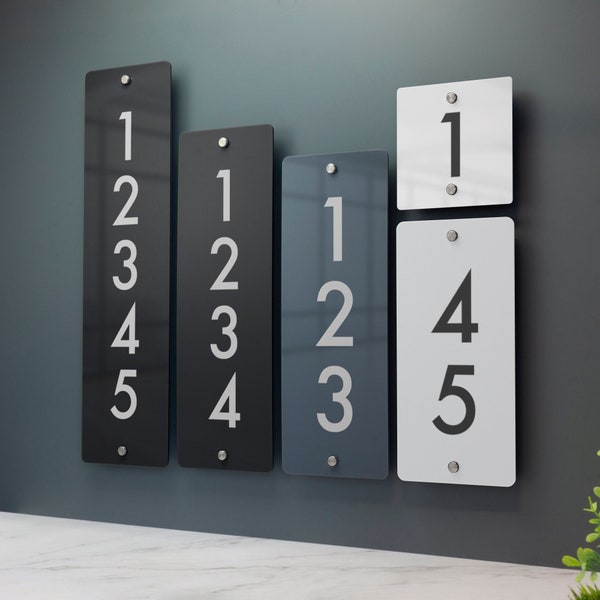 Contemporary Vertical Modern House Number Sign Printed Address Signage - Matt & Gloss Finishes - Multiple Sizes Available