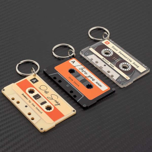 Porte-clés personnalisé avec cassette de message de chanson, porte-clés à bande rétro de chanson personnalisée