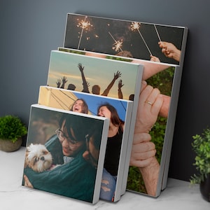 Cuadro de lienzo personalizado enmarcado de 5 x 7 pulgadas, lienzo  personalizado para pared, impresiones fotográficas con retrato familiar  para sala