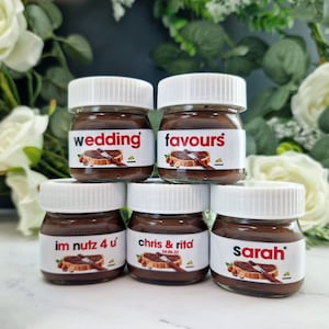Personalised Chocolate Spread Jars 25g Wedding Favour Party Favour Novelty Gift Birthday Anniversary