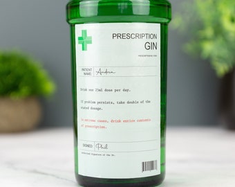 Personalised Prescription Gin Label Vinyl Sticker Decal