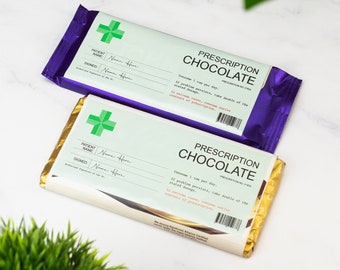 Personalised Prescription Chocolate Bar Label Vinyl Sticker Funny Novelty Gift Birthday Anniversary Mothers Day Valentines Day Gifts For Her