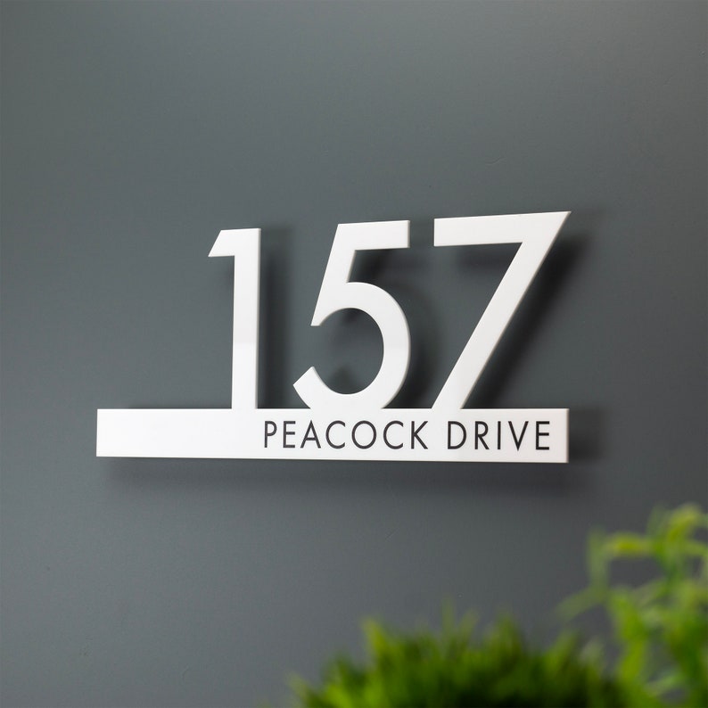 Contemporary Cut Out Modern House Number Sign Printed Address Signage Matt & Gloss Finishes image 3