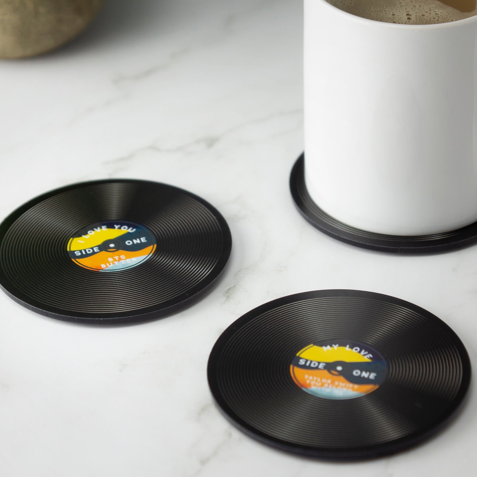 Personalised Vinyl Record Coaster Round Printed Acrylic Drinks Etsy