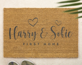 Brush Door Mat Personalised Front Door Mat Custom Printed First Home Couple&#39;s Gift First Home