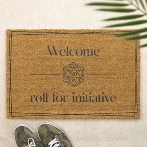 D20 Dice Welcome Door Mat Brush Door Mat DnD Roll For Initiative Front Door Mat Custom Printed Gift Ideas Friends Couple