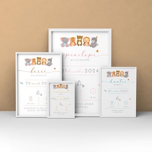 Neues Baby Personalisierter Poster Druck Benutzerdefinierte Neugeborenen Baby Geburtsdetails Wanddruck - Erhältlich mit Rahmen