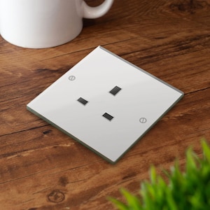Plug Socket Glass Coaster Square Tempered Glass Funny Electrician Gift Novelty Home Decor Sparkie Gift Workshop Desk Accessory