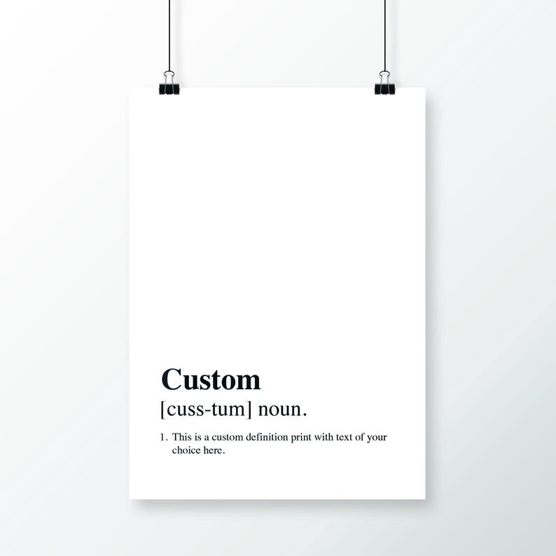 Custom Definition Poster Print Personalised Wall Art Print Dictionary ...
