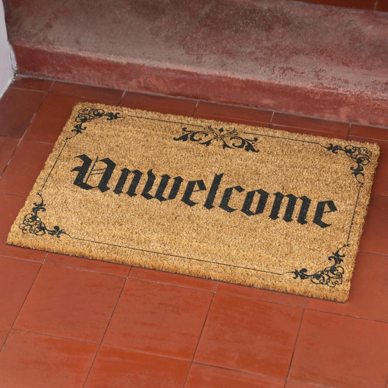 Unwelcome Brush Door Mat Front Doormat First Home Couple's Gift Gothic Doormat Spooky Gift Halloween
