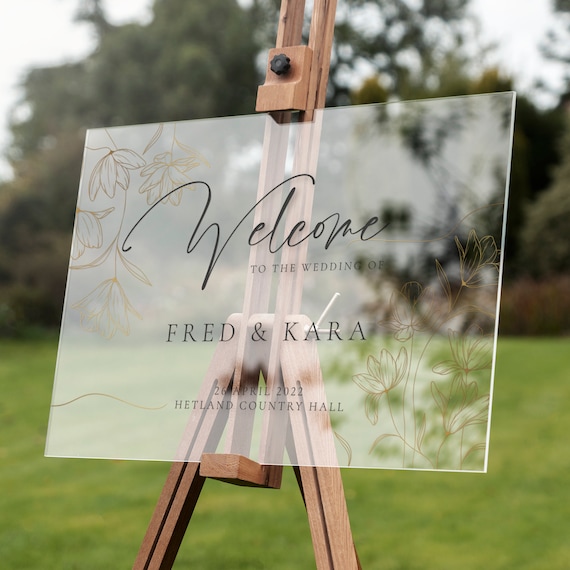 Personalised Wedding Welcome Sign Foliage Acrylic Poster Print