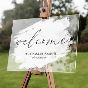 Letrero de bienvenida personalizado para boda, impresión acrílica con follaje, decoración para la entrada de la boda - Diseño 5
