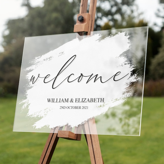Personalised Wedding Welcome Sign Foliage Acrylic Poster Print