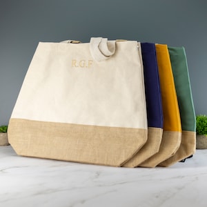 Personalisierte Canvas Einkaufstasche - Gestickte individuelle Strandtasche Farben