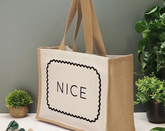 Nice Biscuit Tote Bag Funny Novelty Jute Shopping Bag British Biscuit Foodie Gift Reusable Eco Bag Birthday Christmas Tea Lover Gift