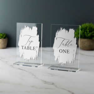 Acrylic Wedding Table Number Name Plaques - Paint Stroke
