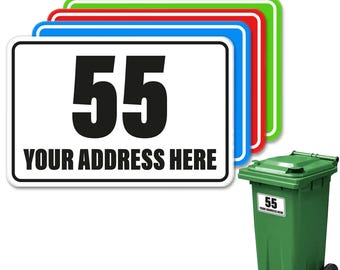 4x Adesivos coloridos para números de lixeira, adesivos para latas de lixo, etiquetas personalizadas para nomes de casas e ruas