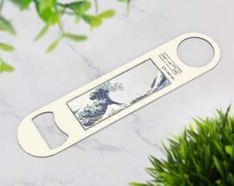 Japanese Wave Bar Blade Beer Bottle Opener Printed Stainless Steel The Great Wave of Kanagawa