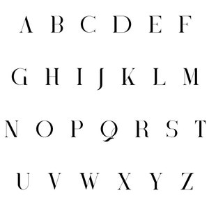 May include: Black and white alphabet letters A through Z in a simple, modern font style.