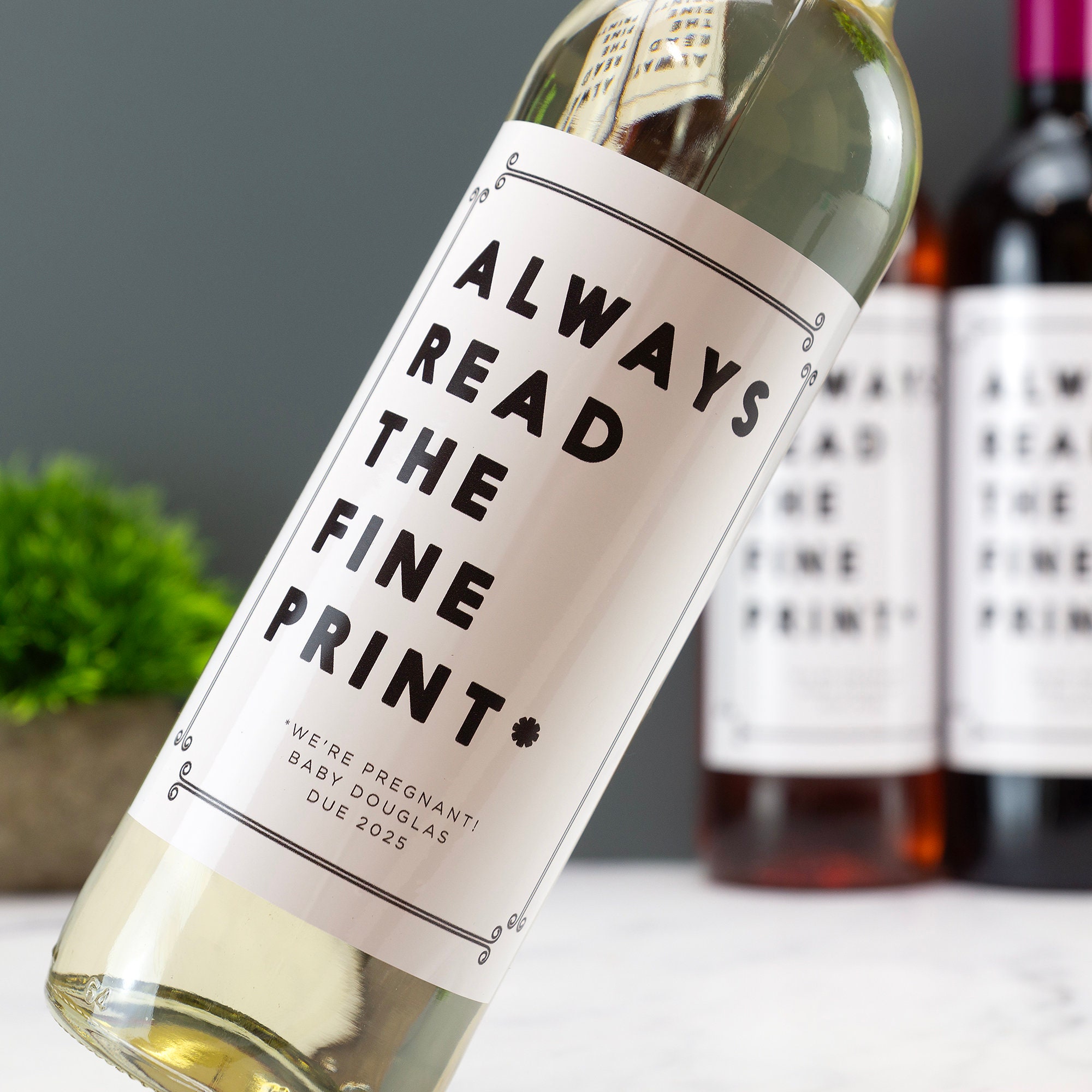 Always Read the Fine Print Wine Label Vinyl Sticker Funny Novelty Gift ...