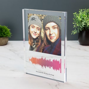 Personalised Soundwave and Photo Print Acrylic Block Plaque Your Song Choice