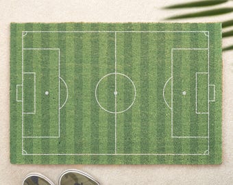 Football Door Mat Soccer Pitch Field Doormat Indoor Front Welcome Entrance Footie Sports Coir Mat