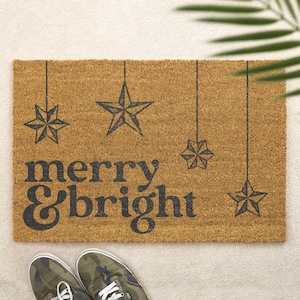 Christmas Doormat Merry and Bright Christmas Door Mat Front Doormat Christmas Decor Gift Xmas Doormat Festive Gift Holidays